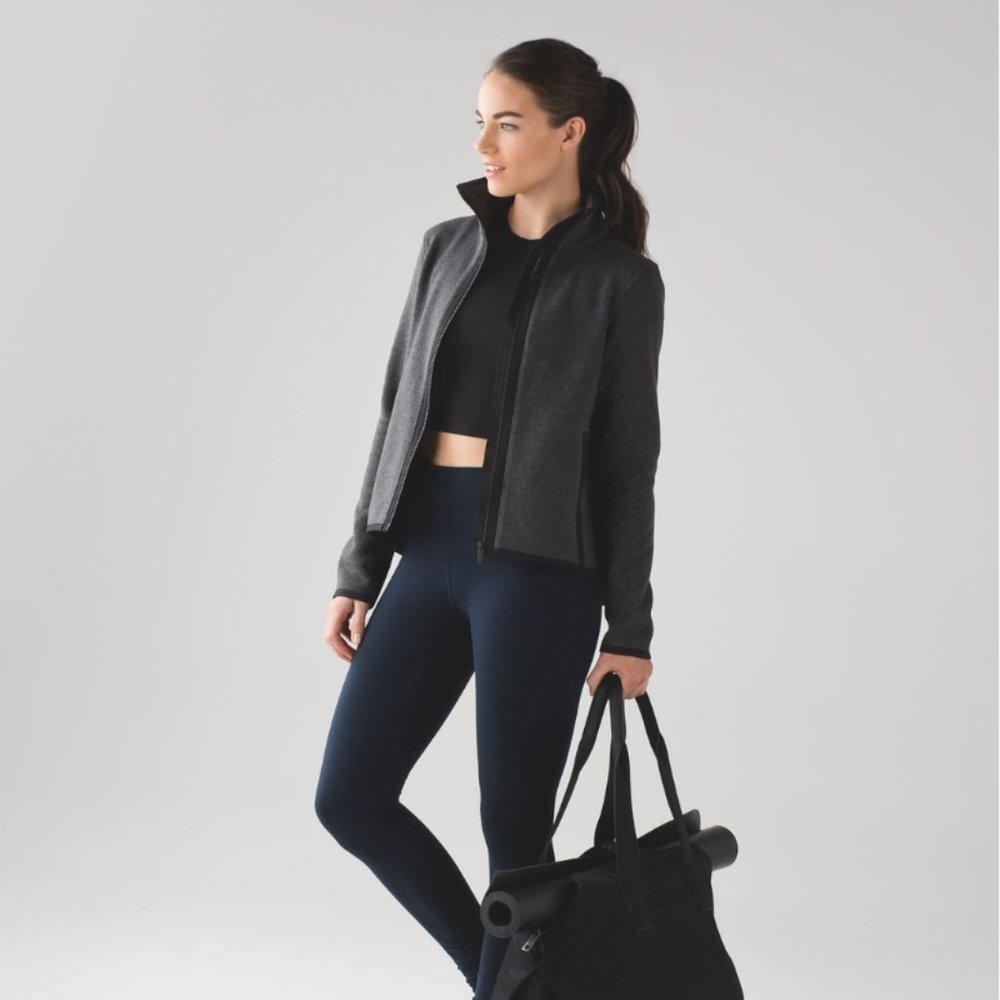 Lululemon Its Fleecing Cold Zip Up Heathered Black/Black 6 - Picture 2 of 16